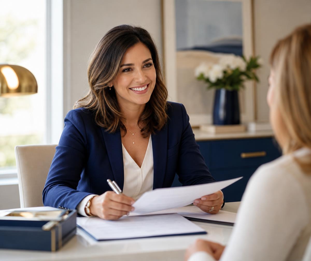 A Crest Benefits advisor reviewing policy documents with a client